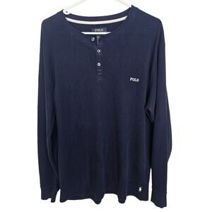 Polo Ralph Lauren Sleepwear Thermal Shirt Waffle Knit Long Sleeve XL Navy Blue